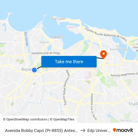 Avenida Bobby Capó (Pr-8855) Antes Calle 7 to Edp University map