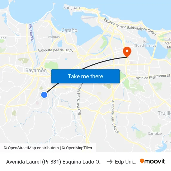 Avenida Laurel (Pr-831) Esquina Lado Opuesto Calle Bellisima to Edp University map