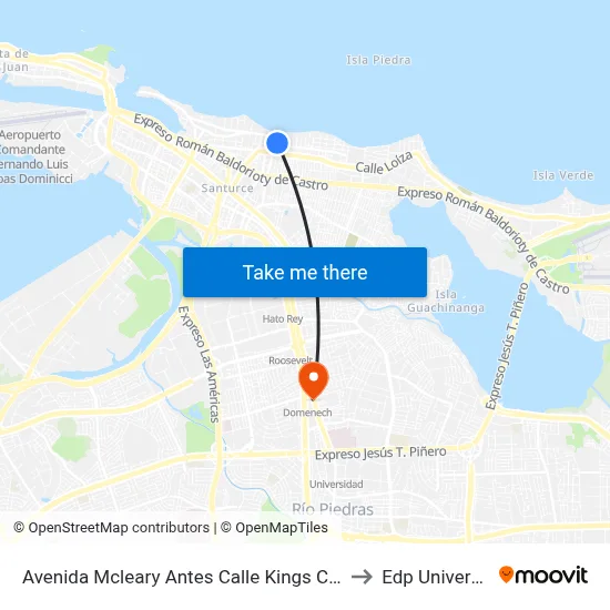 Avenida Mcleary Antes Calle Kings Courts to Edp University map