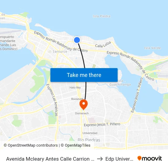Avenida Mcleary Antes Calle Carrion Court to Edp University map