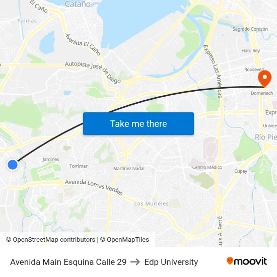 Avenida Main Esquina Calle 29 to Edp University map