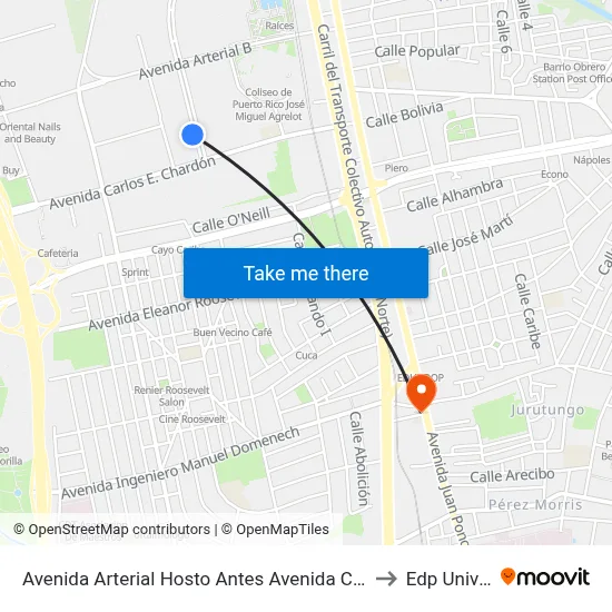 Avenida Arterial Hosto Antes Avenida Carlos F. Chardonc to Edp University map