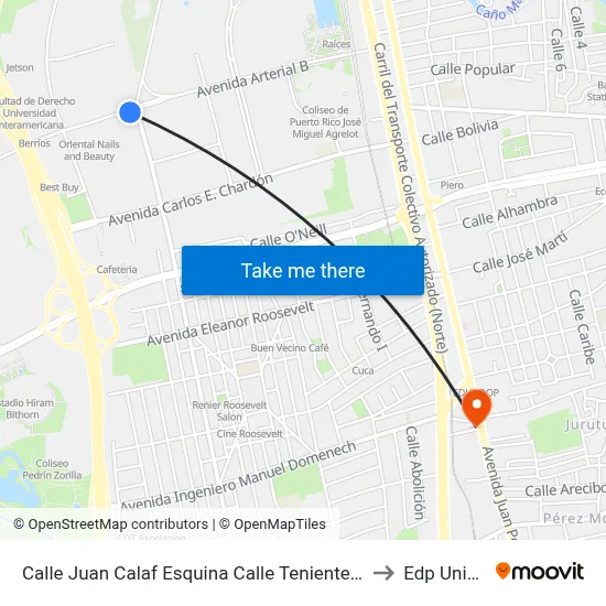 Calle Juan Calaf Esquina Calle Teniente Cesar Luis Acosta to Edp University map