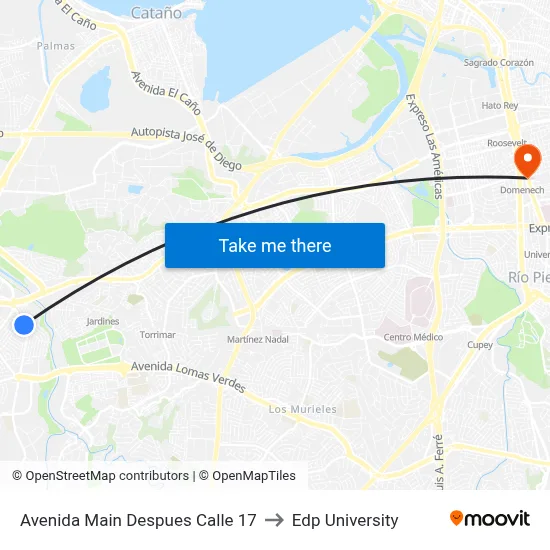 Avenida Main Despues Calle 17 to Edp University map