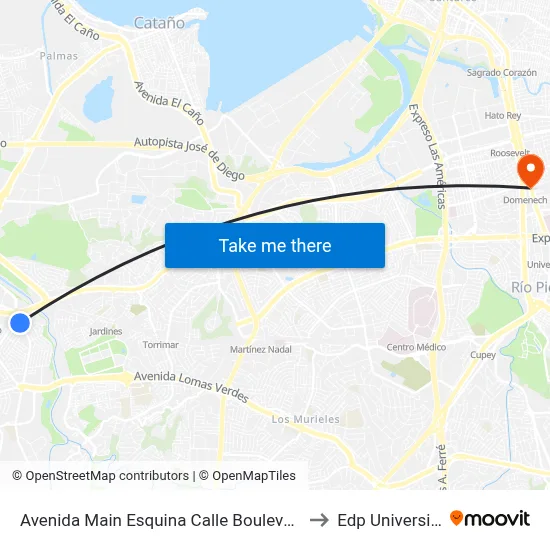 Avenida Main Esquina Calle Boulevard to Edp University map