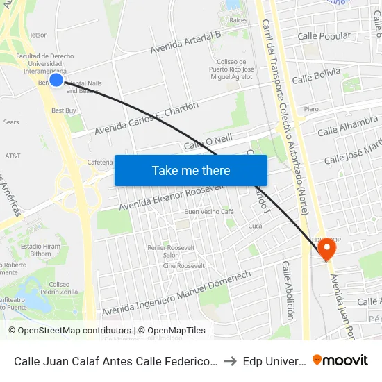 Calle Juan Calaf Antes Calle Federico Acosta to Edp University map