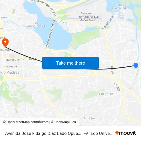 Avenida José Fidalgo Díaz Lado Opuesto Vía 23 to Edp University map