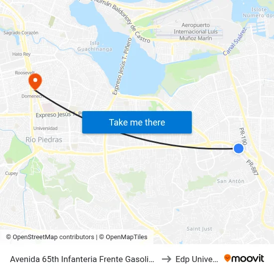 Avenida 65th Infanteria Frente Gasolinera Toral to Edp University map