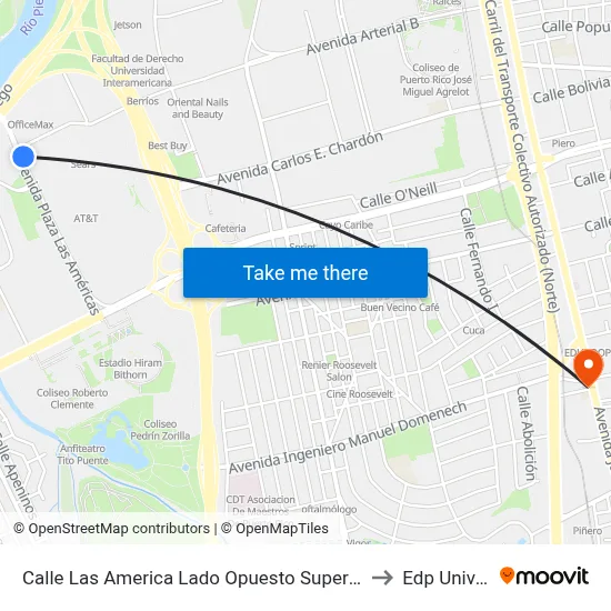 Calle Las America Lado Opuesto Supermercado Econo to Edp University map
