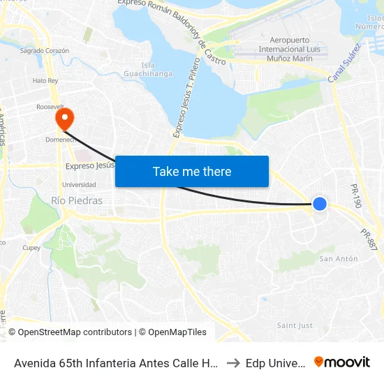 Avenida 65th Infanteria Antes Calle Hernandez to Edp University map