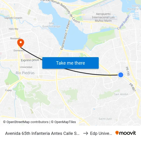 Avenida 65th Infanteria Antes Calle San Marco to Edp University map