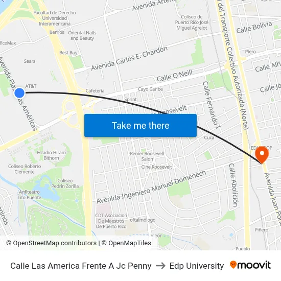 Calle Las America Frente A  Jc Penny to Edp University map