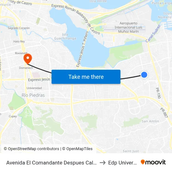 Avenida El Comandante Despues Calle 232 to Edp University map