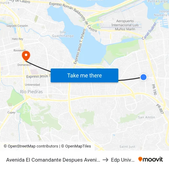 Avenida El Comandante Despues Avenida Monserrate to Edp University map