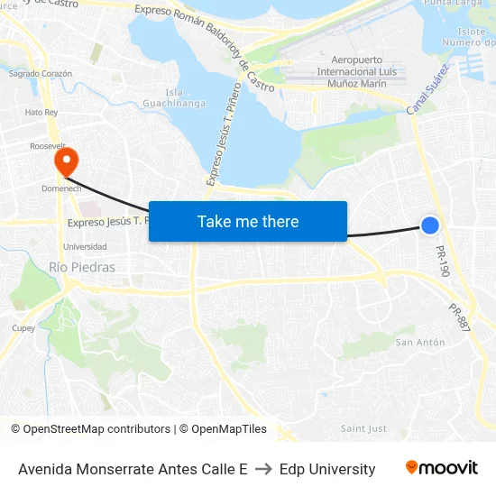 Avenida Monserrate Antes Calle E to Edp University map