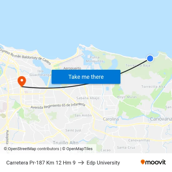 Carretera Pr-187 Km 12 Hm 9 to Edp University map