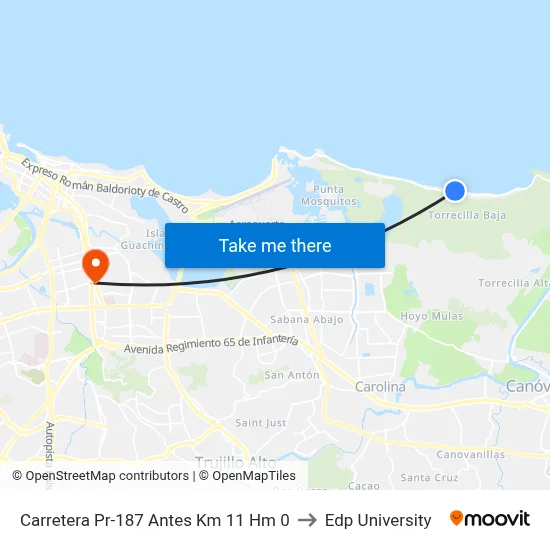 Carretera Pr-187 Antes Km 11 Hm 0 to Edp University map