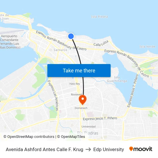 Avenida Ashford Antes Calle F. Krug to Edp University map