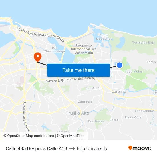 Calle 435 Despues Calle 419 to Edp University map