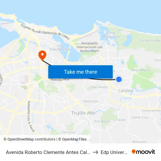 Avenida Roberto Clemente Antes Calle 69 to Edp University map