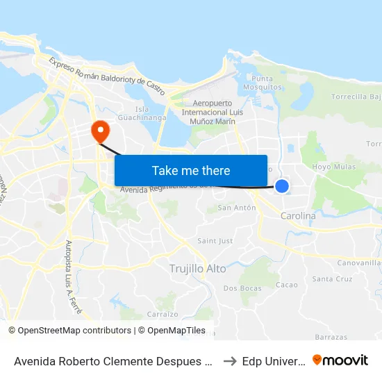 Avenida Roberto Clemente Despues Calle 73 to Edp University map