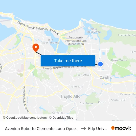 Avenida Roberto Clemente Lado Opuesto Calle 81 to Edp University map