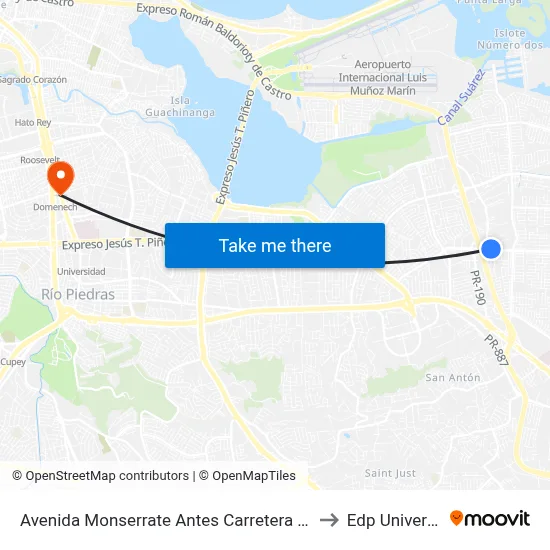 Avenida Monserrate Antes Carretera Pr-190 to Edp University map