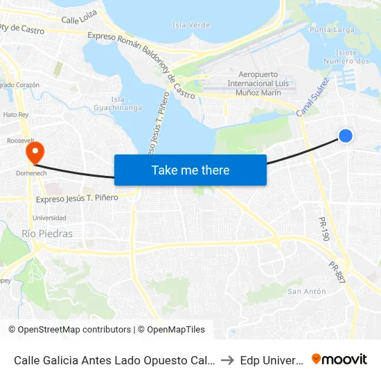 Calle Galicia Antes Lado Opuesto Calle 116 to Edp University map