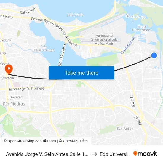Avenida Jorge V. Sein Antes Calle 151 to Edp University map