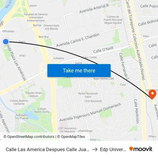 Calle Las America Despues Calle Juan Calaf to Edp University map