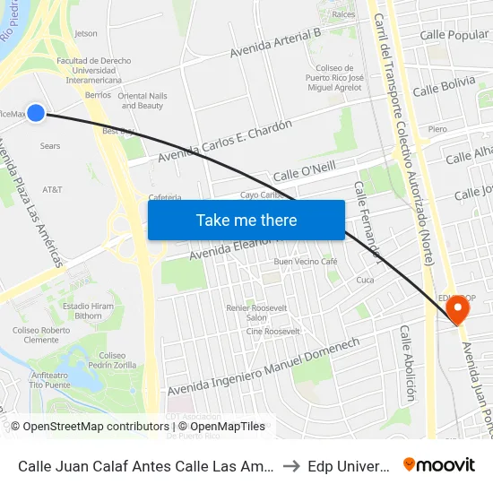 Calle Juan Calaf Antes Calle Las America to Edp University map