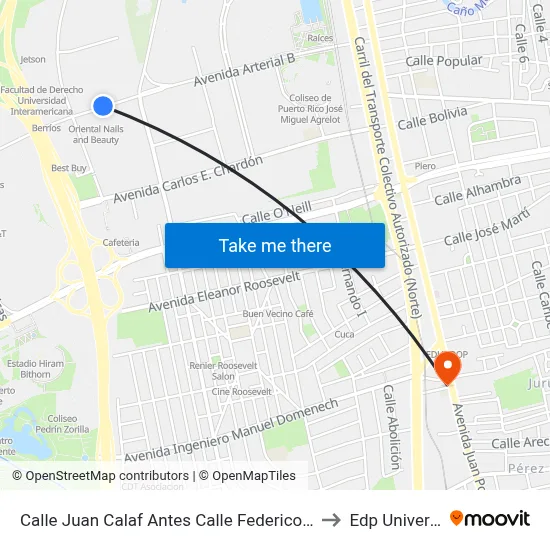 Calle Juan Calaf Antes Calle Federico Acosta to Edp University map