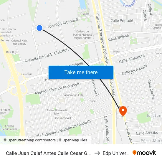 Calle Juan Calaf Antes Calle Cesar Gonzalez to Edp University map