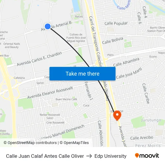 Calle Juan Calaf Antes Calle Oliver to Edp University map