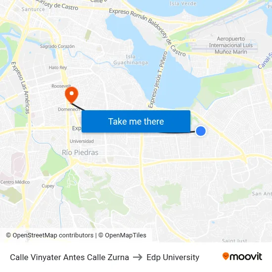 Calle Vinyater Antes Calle Zurna to Edp University map