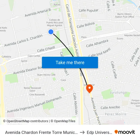 Avenida Chardon Frente Torre Municipal to Edp University map