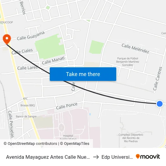 Avenida Mayaguez Antes Calle Nueva to Edp University map