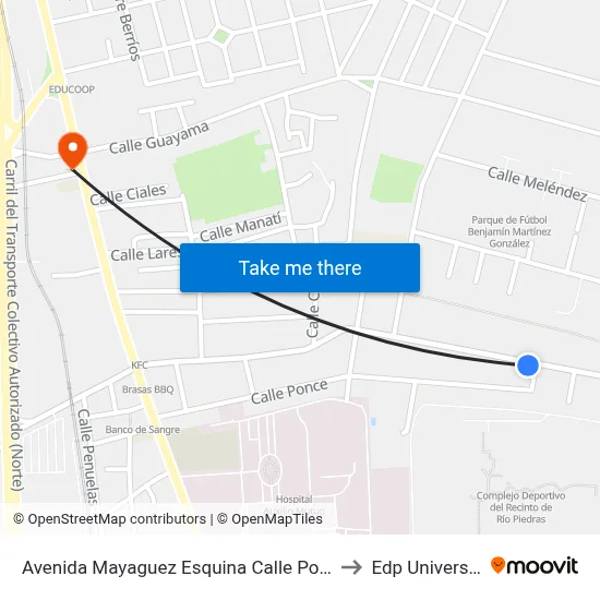 Avenida Mayaguez Esquina Calle Ponce to Edp University map