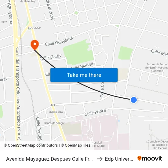 Avenida Mayaguez Despues Calle Francia to Edp University map