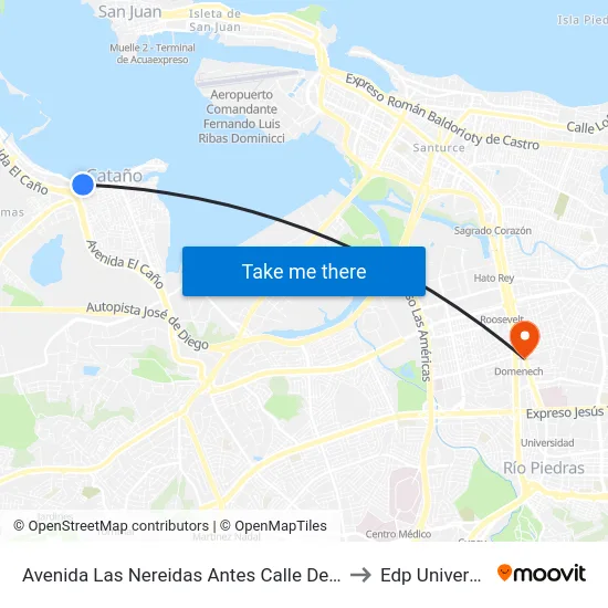 Avenida Las Nereidas Antes Calle Destino to Edp University map