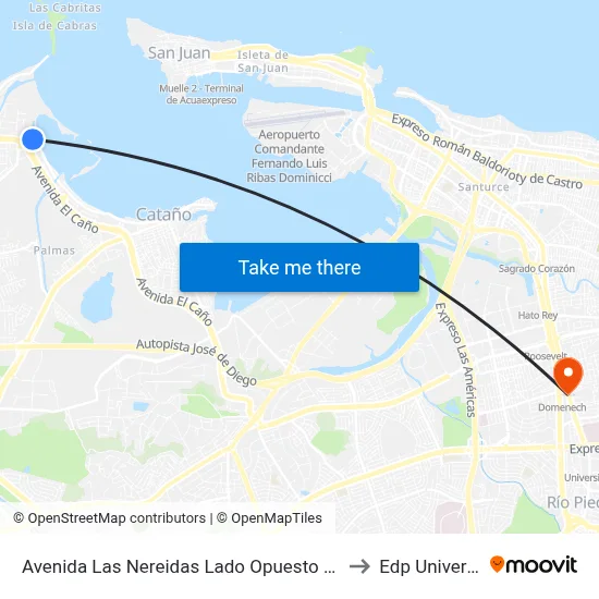 Avenida Las Nereidas Lado Opuesto Bacardi to Edp University map