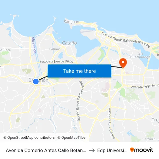 Avenida Comerio Antes Calle Betance to Edp University map