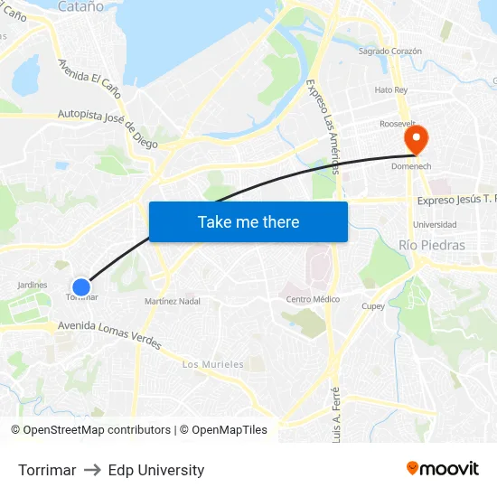 Torrimar to Edp University map