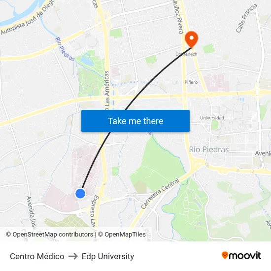 Centro Médico to Edp University map