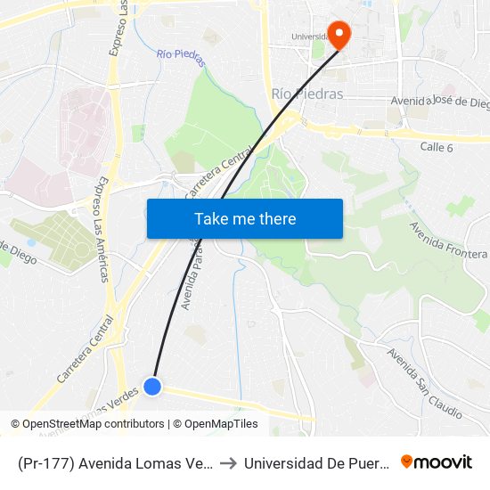 (Pr-177) Avenida Lomas Verdes Antes Calle Amarillo to Universidad De Puerto Rico - Rio Piedras map