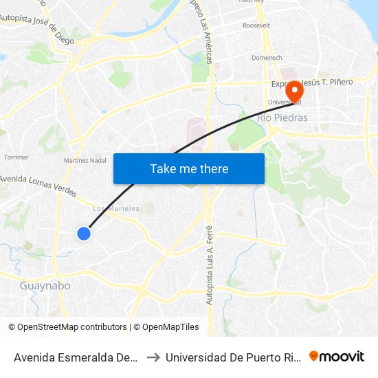 Avenida Esmeralda Despues Calle 26 to Universidad De Puerto Rico - Rio Piedras map