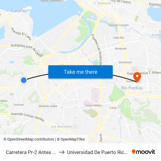Carretera Pr-2 Antes Calle Sevilla to Universidad De Puerto Rico - Rio Piedras map