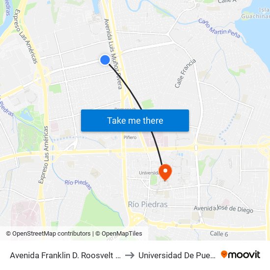 Avenida Franklin D. Roosvelt Despues Calle Fernando 1ro. to Universidad De Puerto Rico - Rio Piedras map