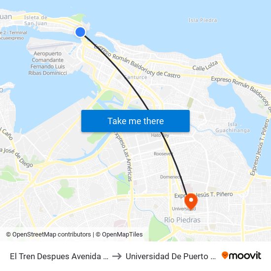 El Tren Despues Avenida Fernandez Juncos to Universidad De Puerto Rico - Rio Piedras map