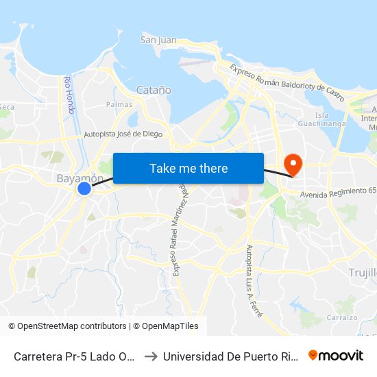 Carretera Pr-5 Lado Opuesto Calle B to Universidad De Puerto Rico - Rio Piedras map